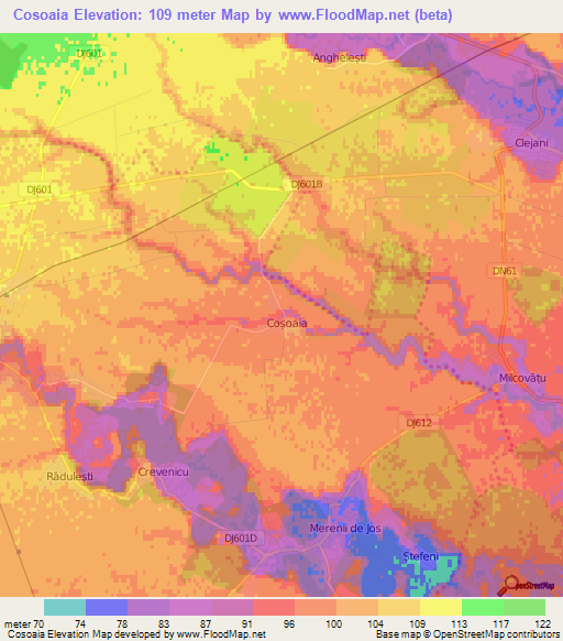 Cosoaia,Romania Elevation Map