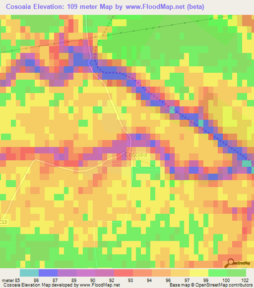 Cosoaia,Romania Elevation Map