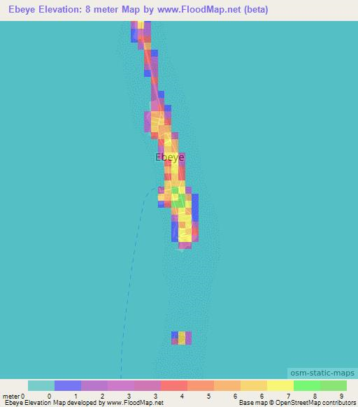 Ebeye,Marshall Islands Elevation Map