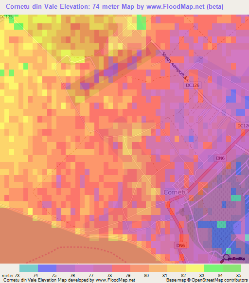 Cornetu din Vale,Romania Elevation Map