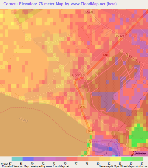 Cornetu,Romania Elevation Map