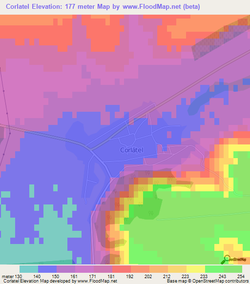 Corlatel,Romania Elevation Map