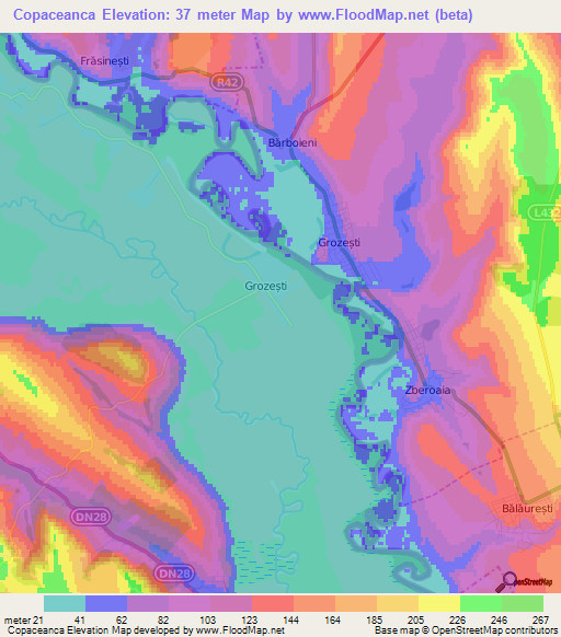 Copaceanca,Romania Elevation Map