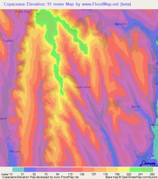 Copaceana,Romania Elevation Map