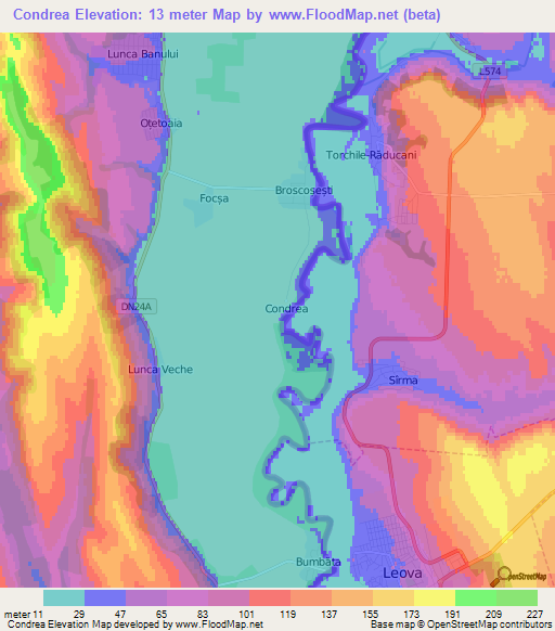 Condrea,Romania Elevation Map