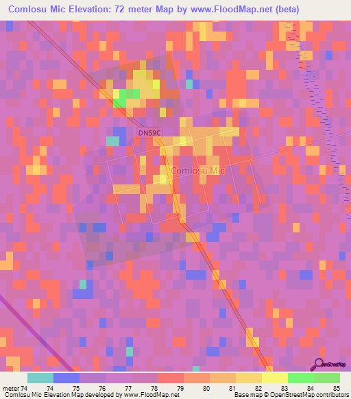 Comlosu Mic,Romania Elevation Map