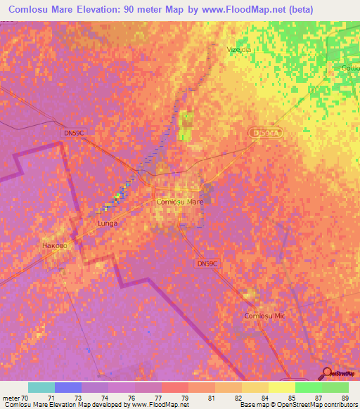 Comlosu Mare,Romania Elevation Map