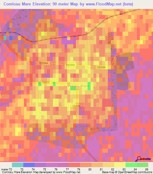 Comlosu Mare,Romania Elevation Map