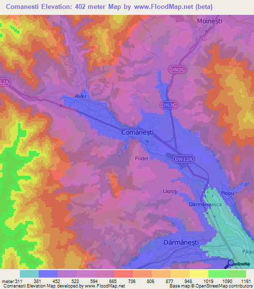 Comanesti,Romania Elevation Map