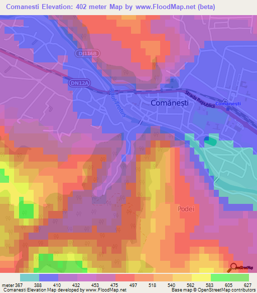 Comanesti,Romania Elevation Map