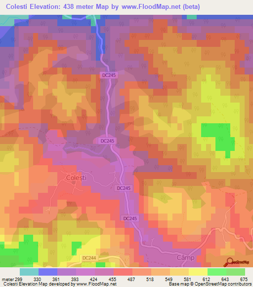 Colesti,Romania Elevation Map