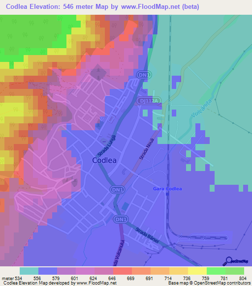 Codlea,Romania Elevation Map