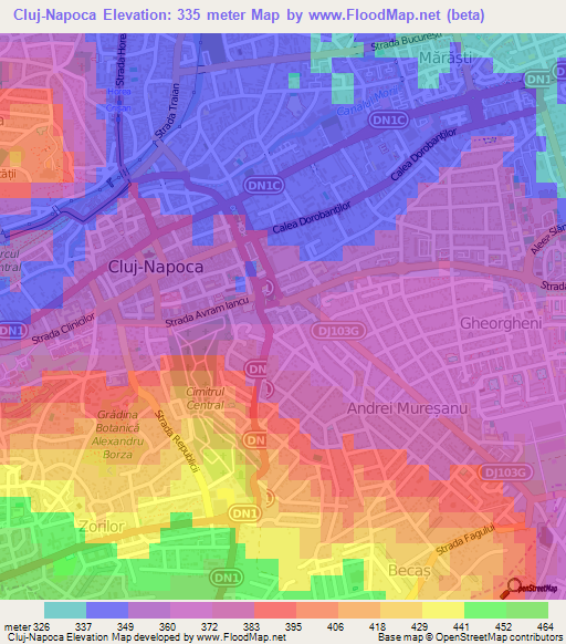 Cluj-Napoca,Romania Elevation Map