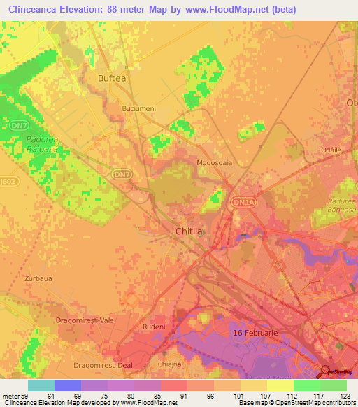 Clinceanca,Romania Elevation Map