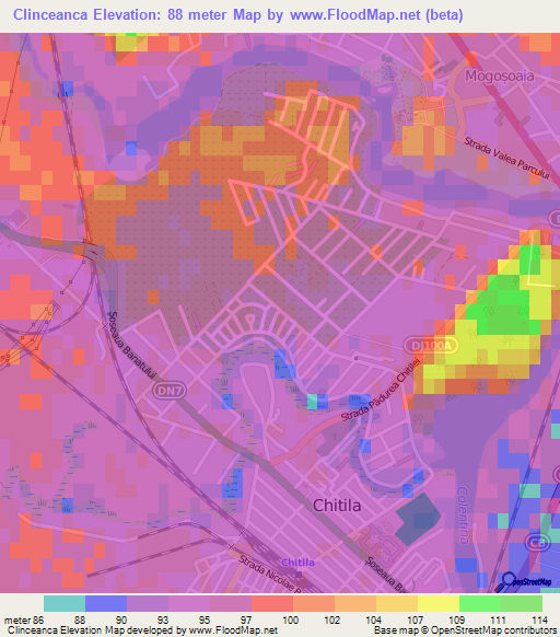 Clinceanca,Romania Elevation Map