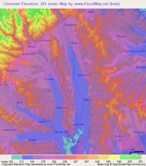 Clesnesti,Romania Elevation Map