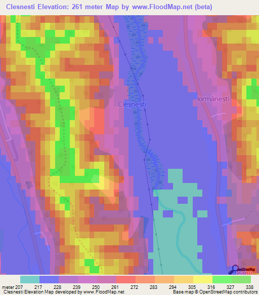 Clesnesti,Romania Elevation Map