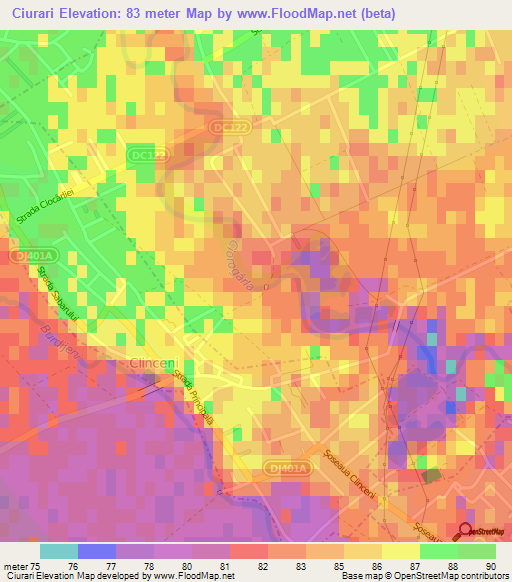 Ciurari,Romania Elevation Map