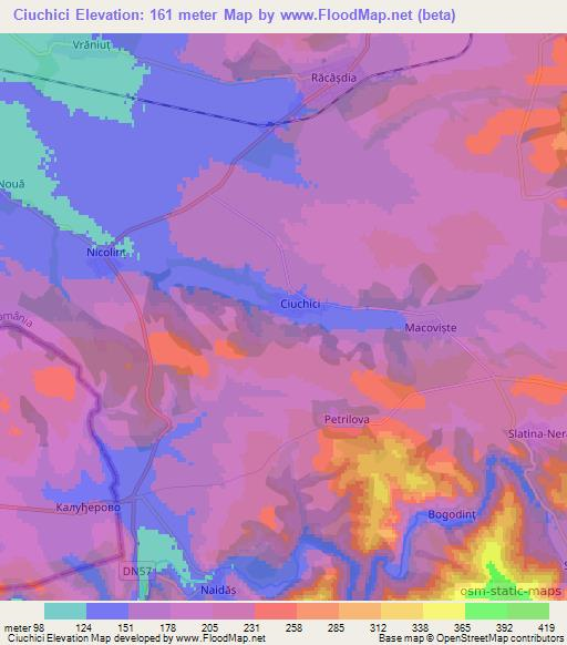 Ciuchici,Romania Elevation Map