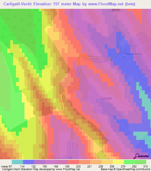 Carligatii-Vechi,Romania Elevation Map