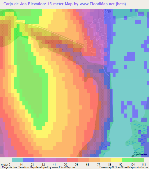 Carja de Jos,Romania Elevation Map