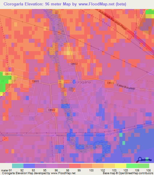 Ciorogarla,Romania Elevation Map