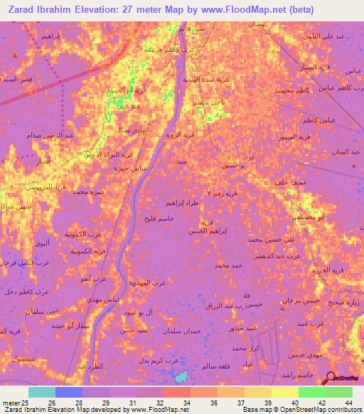 Zarad Ibrahim,Iraq Elevation Map