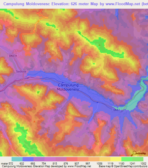 Campulung Moldovenesc,Romania Elevation Map