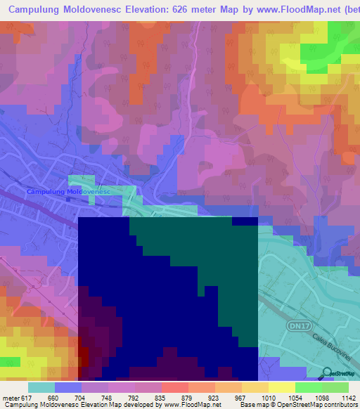 Campulung Moldovenesc,Romania Elevation Map