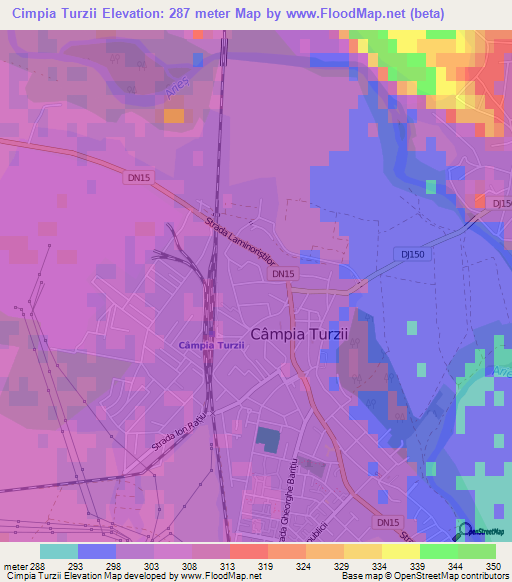 Cimpia Turzii,Romania Elevation Map