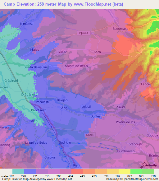 Camp,Romania Elevation Map