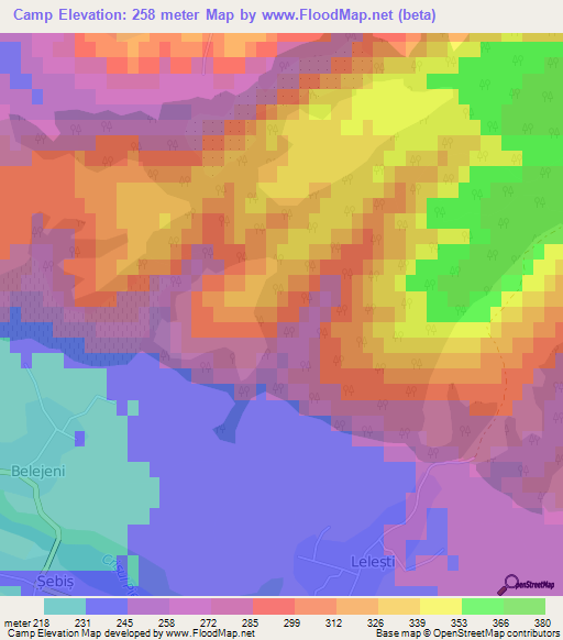 Camp,Romania Elevation Map