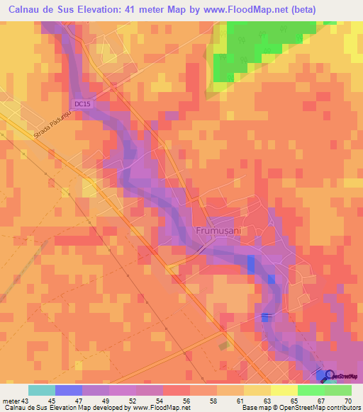 Calnau de Sus,Romania Elevation Map