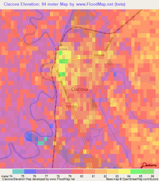 Ciacova,Romania Elevation Map