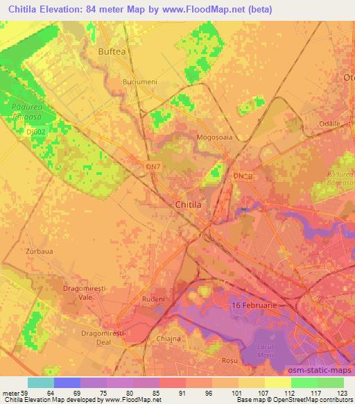 Chitila,Romania Elevation Map