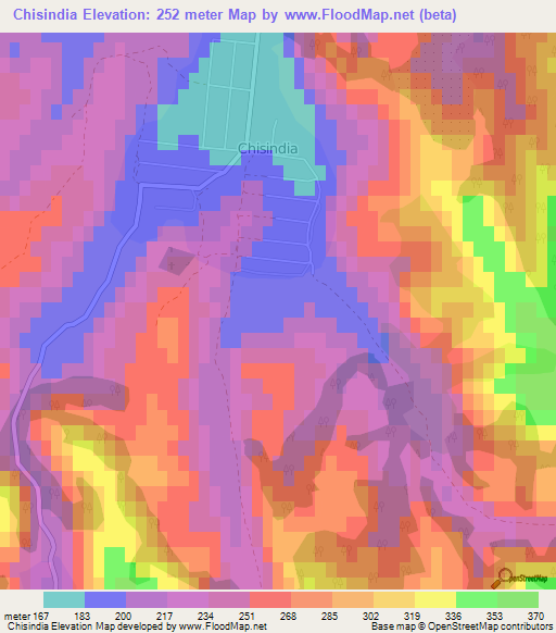 Chisindia,Romania Elevation Map