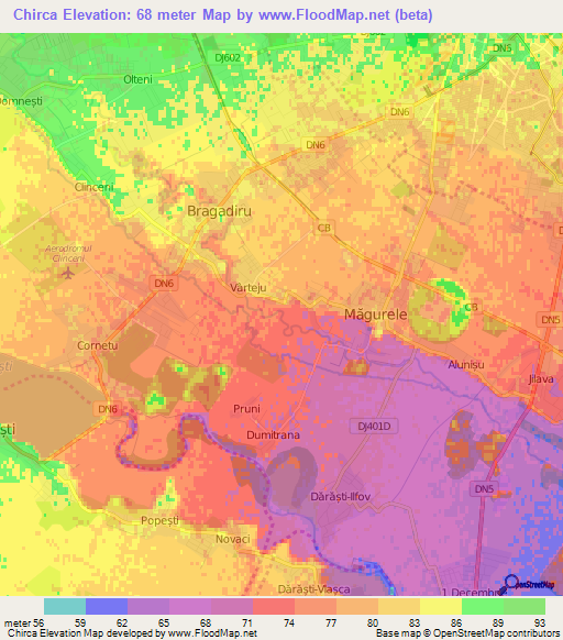 Chirca,Romania Elevation Map