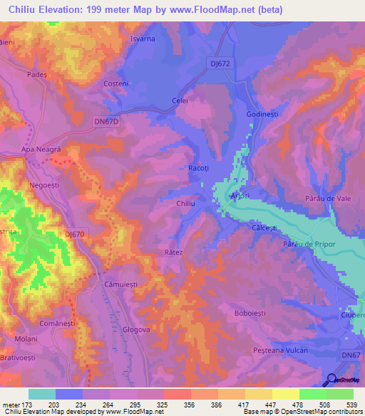 Chiliu,Romania Elevation Map