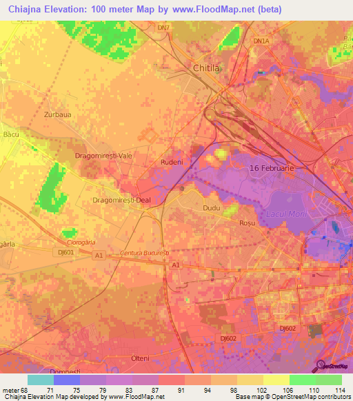 Chiajna,Romania Elevation Map