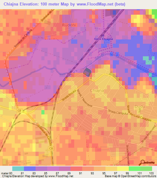 Chiajna,Romania Elevation Map