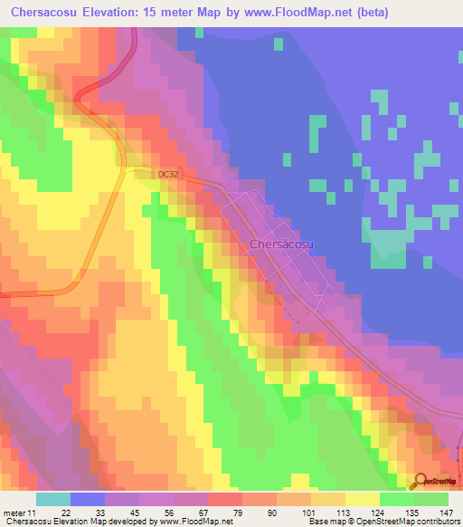 Chersacosu,Romania Elevation Map