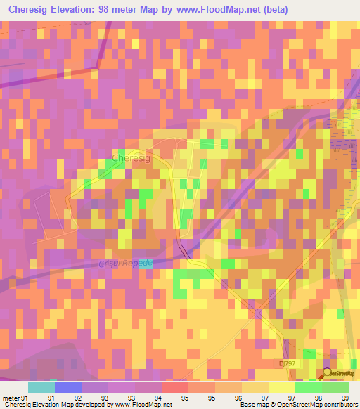 Cheresig,Romania Elevation Map