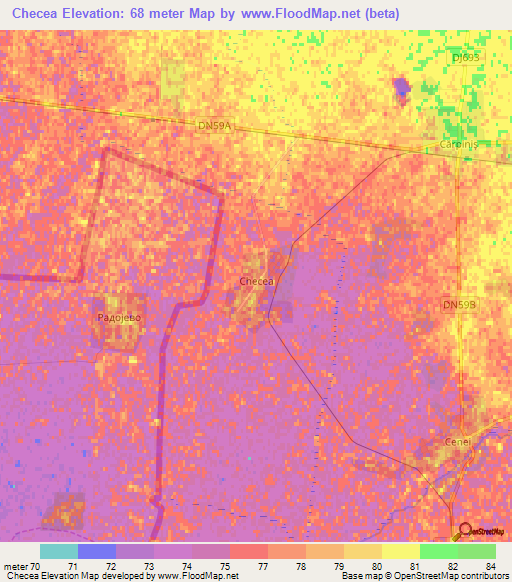 Checea,Romania Elevation Map