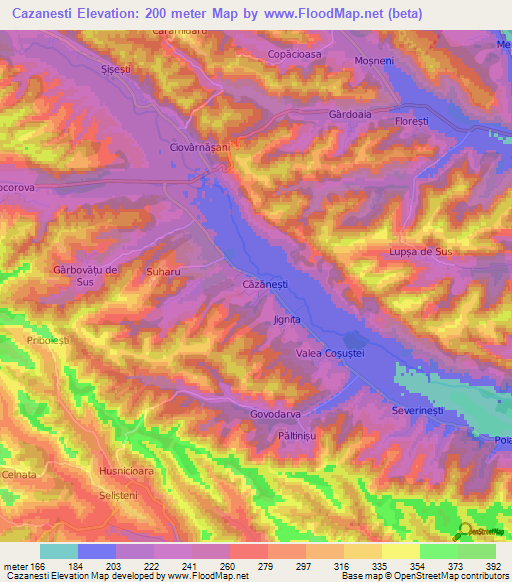 Cazanesti,Romania Elevation Map