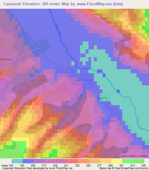 Cazanesti,Romania Elevation Map