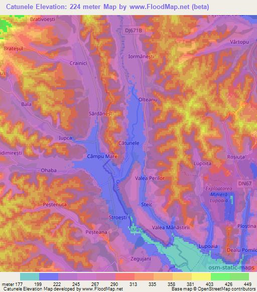 Catunele,Romania Elevation Map