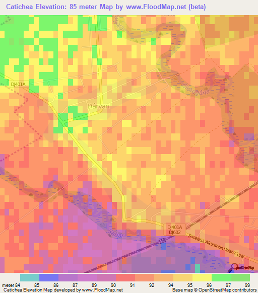 Catichea,Romania Elevation Map