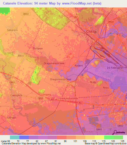 Catanele,Romania Elevation Map