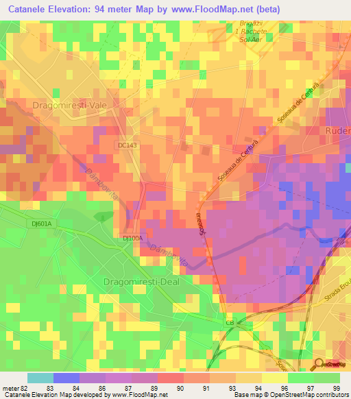 Catanele,Romania Elevation Map