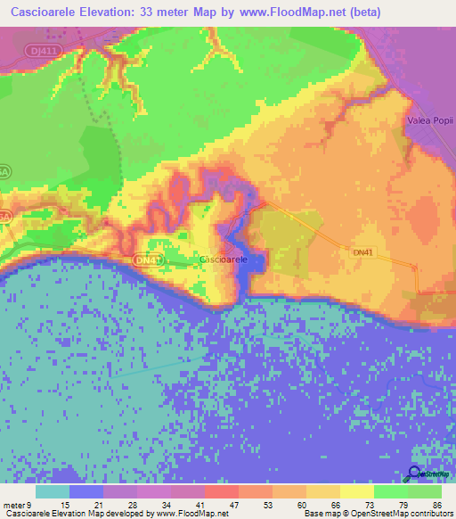 Cascioarele,Romania Elevation Map